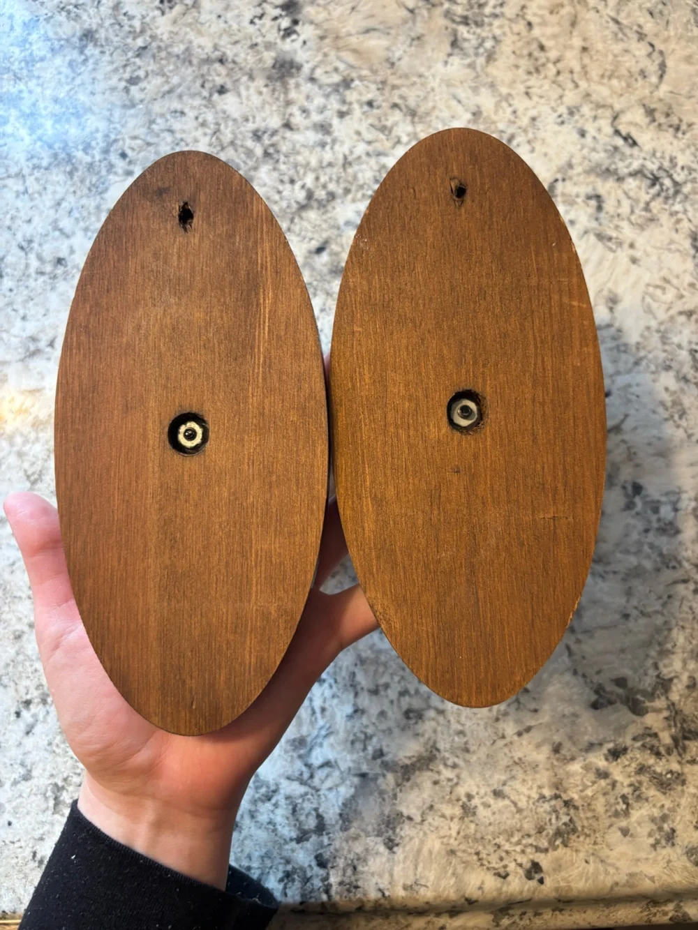 Set of two vintage wall sconces - wood and metal